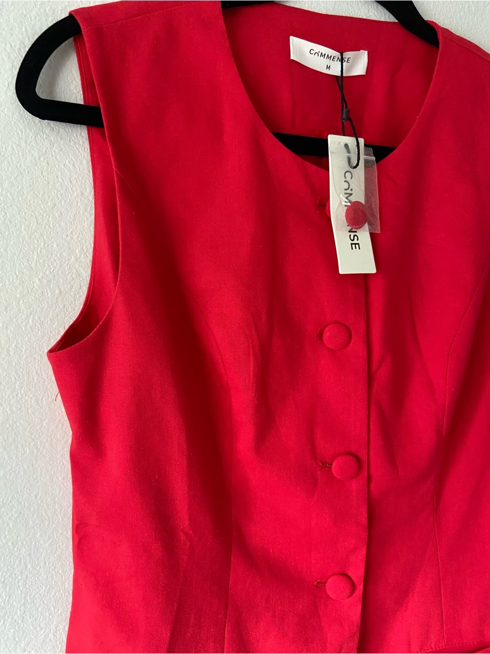 Commense Red Sleeveless Longline Vest Blazer Size M - Picture 3 of 12